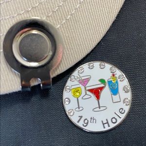 Womens 19th Hole Marker Hat Clip set Enameled Metal Golf Hat/Visor Magnetic clip